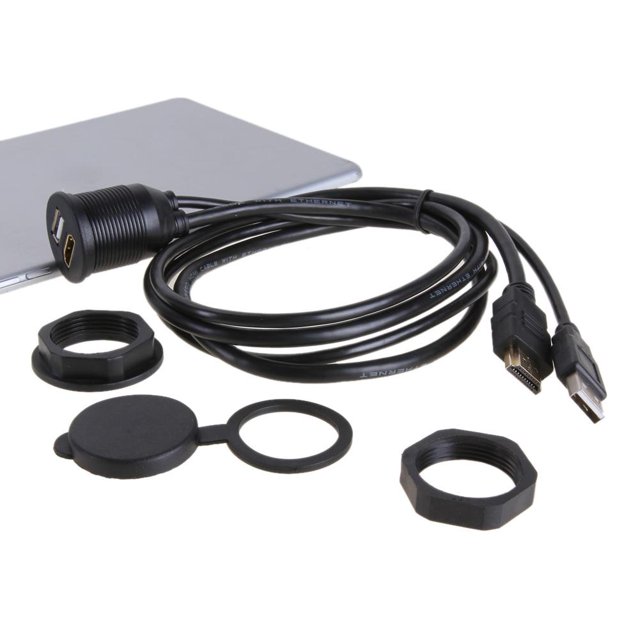 Cable de montaje empotrado de panel de extensión compatible con USB 2.0 y HDMI para coche, motocicleta, barco