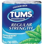 Tums Regular Strength, Peppermint , 36 Tablets Each