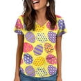 thumbnail image 2 of Hearthz Easter Womens Scrub Top Bunny Egg Hunt Print V Neck Short Sleeve Nurse Uniforms Scrub Shirts with Pockets, 2 of 5