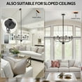 thumbnail image 5 of Height Adjustable Mid-Century Chandelier with 6 Lights - Stylish Ceiling Light Fixture for Dining Room, Living Room, Bedroom, and Kitchen, Includes Sloped Ceiling Adapter, 5 of 8