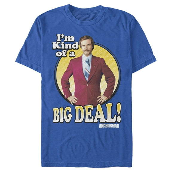 Men's Anchorman Ron Burgundy Circle Graphic Tee Royal Blue X Large