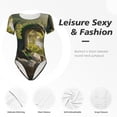 thumbnail image 4 of Pofeuu Deep Forest Stone Green Dragon Print Short Sleeve Body Suits Women Round Neck Bodysuits for Women Onesie Adult Set Body Suit-Medium, 4 of 7