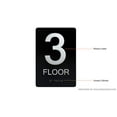thumbnail image 4 of Floor Number Sign -3RD Floor Sign(Aluminium, Black/Silver,Size 6x9) The Sensation line, 4 of 4