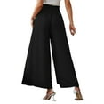 thumbnail image 4 of Seyurigaoka Women Loose Belted Long Trousers, Solid Color High Waist Ruched Beach Wide Leg Pants, 4 of 5