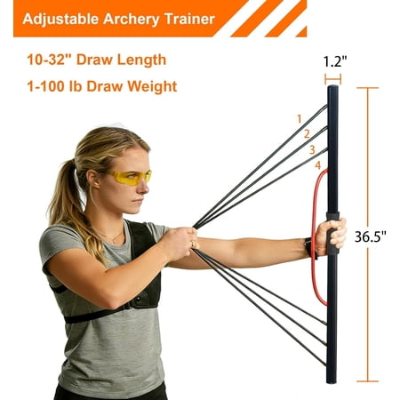 Adjustable Archery Draw Strength Trainer – 10-32″ Draw Length 1-100 lb Draw Weight – Builds Core Strength & Boosts Shooting Stability – Ideal for Recurve & Compound Bow Enthusiasts & Beginners
