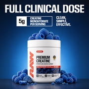 RAW Nutrition Essential Creatine Monohydrate Powder, 5g Per Serving, Blue Raspberry, 50 Servings