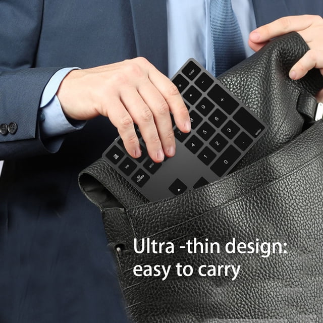 Numeric Keyboard with USB Digital Input Travel Aluminum Small Receiver Strong Stability Ergonomics Pocket Keypad Laptop Computer Black trade edition