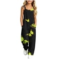 thumbnail image 2 of Taqqpue Girls Sleeveless Jumpsuit Spaghetti Strap Wide Leg Romper with Side Pockets Gradient Print Casual Summer Outfit Clothes for Girls Kids Size 5-16 Years, 2 of 10