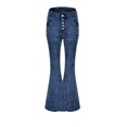 thumbnail image 4 of Vedolay Trousers Women Bell Bottom Jeans High Waisted Ripped Flare Wide Leg Denim Pants,Blue S, 4 of 5