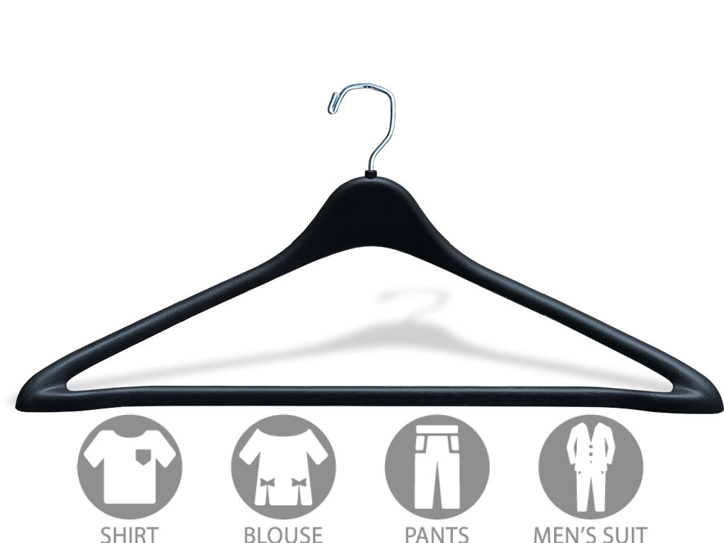 International Hanger Curved Plastic Clothing Hangers, 100 Pack, Black