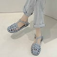 thumbnail image 2 of Anuirheih Women's Closed Toe Flat Sandals Comfortable Ankle Strap Cut Out Cage Summer Roman Shoes(Light blue), 2 of 4