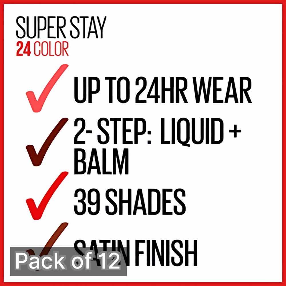 Maybelline Super Stay Lip Color, Perpetual Plum (Pack of 12)
