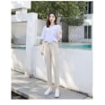 thumbnail image 1 of Pantalones casuales de algodón y lino para mujer, pantalones Hallen recortados, pantalones Radish, pantalones deportivos de lino de cintura holgada de color sólido de verano para mujer, 1 of 3