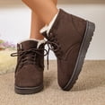 thumbnail image 3 of EKVAHL Women's Lace‑Up Winter Ankle Booties, Faux Fur Lined Faux Suede Boots, Warm Platform Walking Boots For Cold Weather Outdoor Wear Brown, 3 of 5