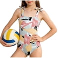 thumbnail image 2 of ATOGUTA Girls Swimsuits One Piece Sleeveless Bathing Suits Cute Kids Princess Summer Beach Vocation Swimwear Size 13-17, Pink, 2 of 6