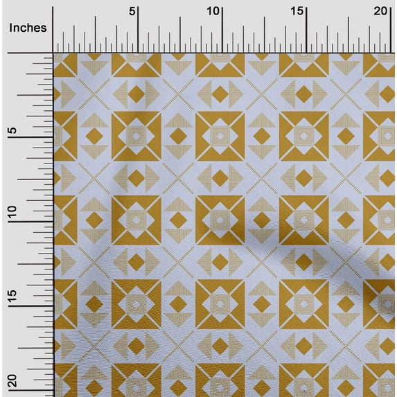 oneOone Silk Tabby Dark Mustard Fabric Diamond & Triangle Geometric Quilting Supplies Print Sewing Fabric By The Yard 42 Inch Wide