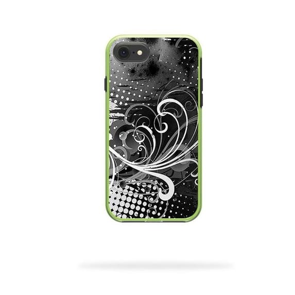 MightySkins LIFSLIP8-black flourish Skin for Lifeproof Slam iPhone SE 2020 7 & 8 - Black Flourish