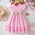 thumbnail image 2 of Gubotare Girls Floral Sleeveless Dress Ruffle Sleeve A Line Dress Zipper Back for Summer Casual School Party Outfit (Light Pink,3-4 Years), 2 of 5