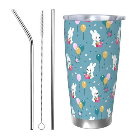 

Matuu Rabbit And Balloon for 20oz Durable Thermal Cups Keep Drinks Cold and Hot Insulated Car Mug with Lid-Straw Three-piece Set