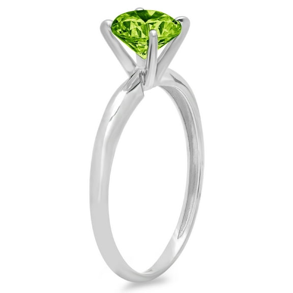 0.5 ct Round Cut Natural Peridot Solitaire Engagement Ring for Women in 18K White Gold