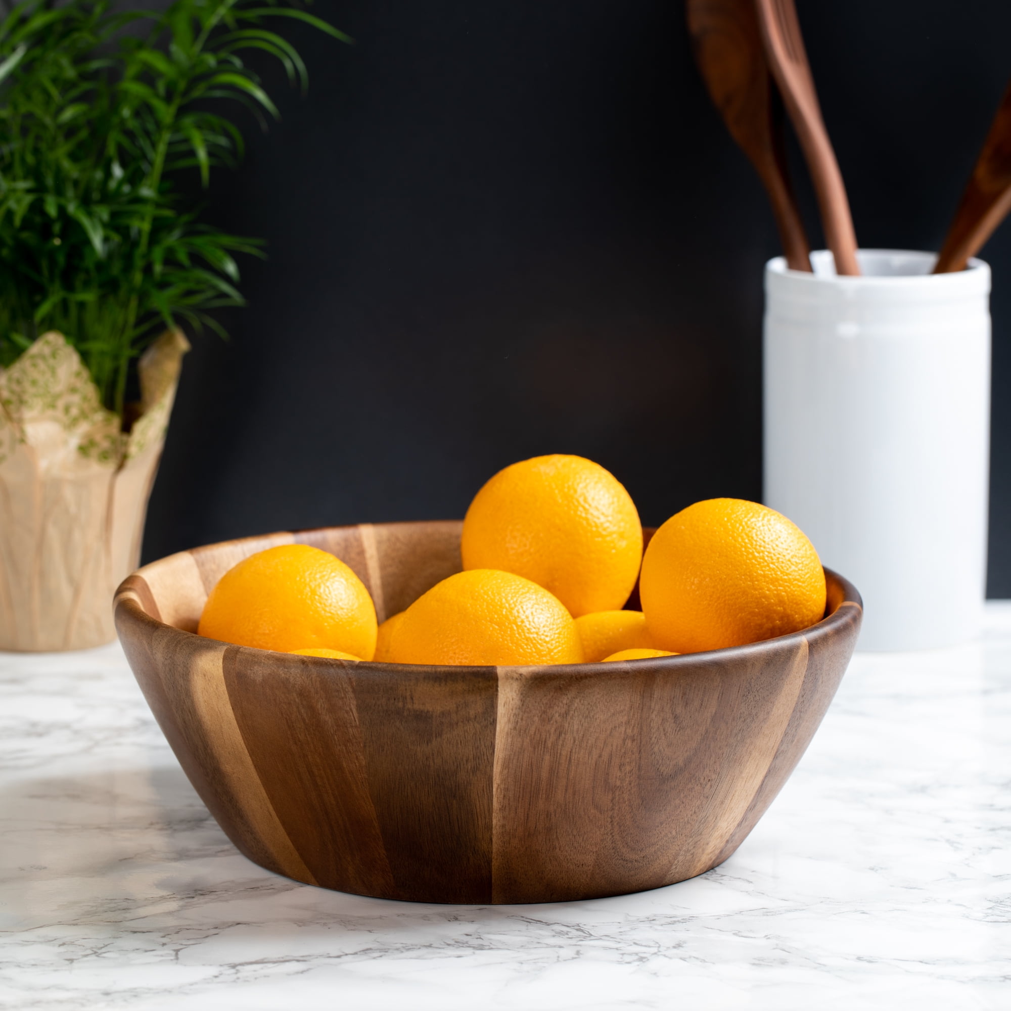 Better Homes & Gardens Large Angled Acacia Serving Bowl