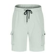 thumbnail image 3 of Odbmxy Cargo Men's Shorts Athletic Plus Size Mens Shorts Elastic Waist Pockets Leisure Loose Solid Color Shorts,Green XL, 3 of 8