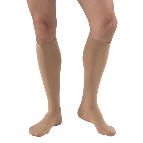 JOBST Relief Compression Stockings 30-40 mmHg Petite Knee High Silicone Dot Band Closed Toe, Small / Beige
