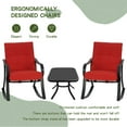 thumbnail image 4 of SOLAURA 3-Piece Outdoor Furniture Patio Bistro Set with Black Chairs and Glass Coffee Table - Red, 4 of 8