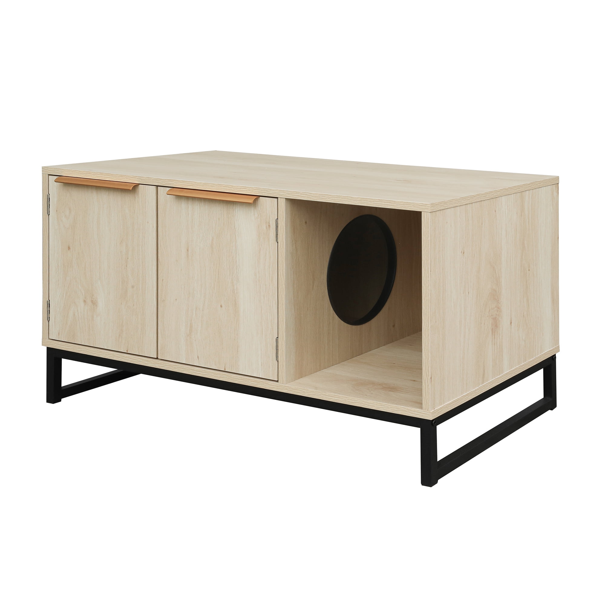 Pefilos 35" Cat Litter Box Furniture Hidden, Cat House Enclosure with Double Door, Wood Cat Washroom Storage Spacious Storage, Black Pefilos 35" Cat Litter Box Furniture Hidden, Cat House Enclosure with Double Door, Wood Cat Washroom Storage Spacious Storage, Black