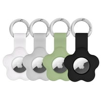 YUNOVA 4 Pack Floral AirTag Holder Case with Keychain - Premium Silicone Protective Cover for Apple AirTag 2021 Tracker | Anti-Scratch, Anti-Loss Design for Keys, Luggage, Pets & Valuables