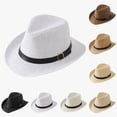 thumbnail image 3 of FUZHIQ Panama Hat Wide Brim UPF 50+ Breathable Summer Beach Sun Hat with Contrast Band for Women Men Vacation Travel Outdoor Daily Wear,One Size, 3 of 4