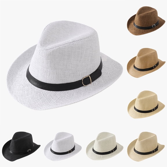 jiaxiM Panama Hat Men Women Packable Short Brim Straw Fedora Hat Summer Derby Trilby Hats Beach Sun Hat