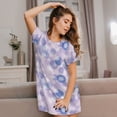 thumbnail image 3 of Cauagu Chemise de Nuit d'Hiver à Manches Courtes avec Imprimé Flocons de Neige pour Femmes, Confortable, Col Rond, Mignonne, à Volants, 3 of 6
