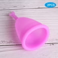 thumbnail image 4 of 2 uds copa menstrual de silicona para mujer copa de higiene femenina suministros para el período de menstruación en forma de luna púrpura L, 4 of 5