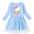 thumbnail image 4 of Hello Kitty-vestido de algodón con estampado de dibujos animados para niña, vestido de princesa plisado de manga larga, estrella, Luna, Red de hilo, primavera y otoño, nuevo, 4 of 4