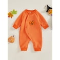 thumbnail image 4 of Miaouyo Baby Boy Girl Halloween Romper Cute Ghost Embroidery Long Sleeve Full Length Jumpsuit for Fall, 4 of 9