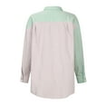thumbnail image 4 of Women Lounge Sets 2 Piece Patchwork Cotton Long Sleeve Lapel Buttn Down Shirts High Waist Shorts Sets Outfits, 4 of 4