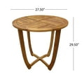 thumbnail image 3 of GDF Studio Naper Outdoor Acacia Wood and Wicker 3 Piece Bistro Set with Cushions, Teak, Multibrown, and Beige, 3 of 7