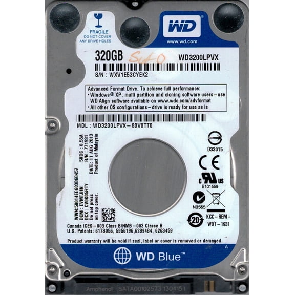 WD3200LPVX-80V0TT0 DCM: EVMTJHN Western Digital 320GB