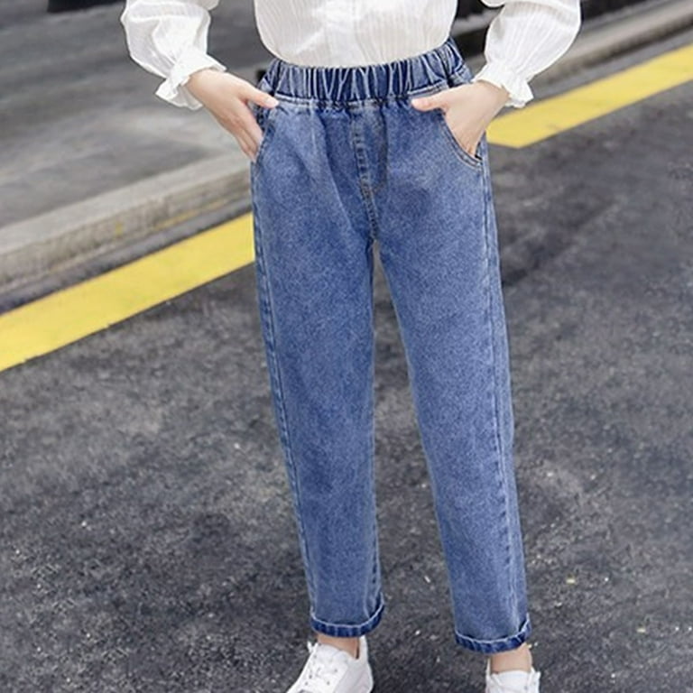 Odeerbi 3-14 Years Toddler Girls Skinny Jeans Cute Denim Pants