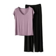 thumbnail image 2 of Vibrex Women's Modal Loungewear Set – Soft Solid Color Short Sleeve & Shorts Pajama Set for Sleep & Lounge, 2 of 6