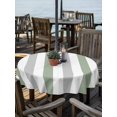 thumbnail image 6 of Sage Green Grey Stripe Outdoor Tablecloth with Umbrella Hole, Modern Farmhouse Vertical Striped Spillproof Waterproof Outdoor Table Cover, Patio Tablecloths for Party/Garden/Picnic, Round 54 inch, 6 of 9