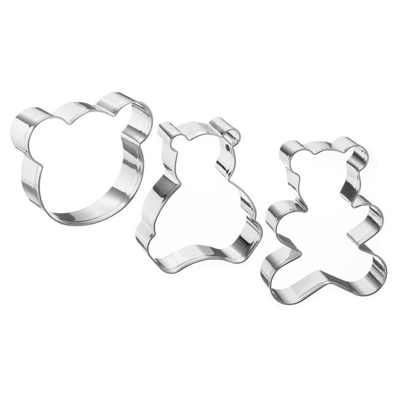 3pcs Stainless Steel Bear Cookie Cutters Fondant Biscuit Cutters for Cake Decoration Birthday Gifts