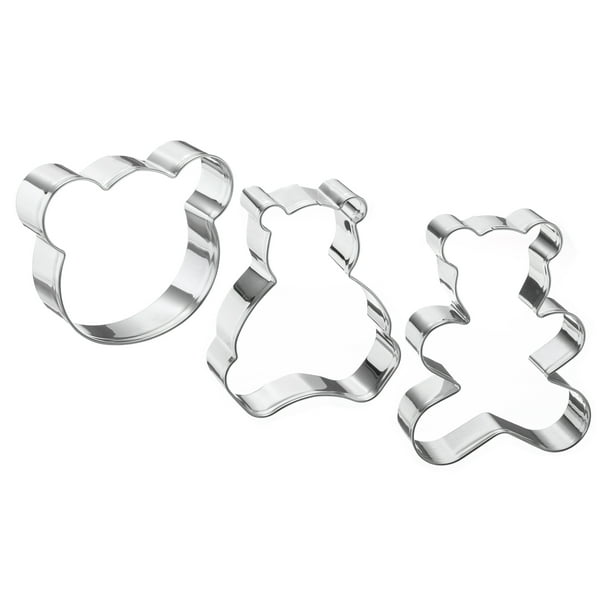 3 piezas de cortadores de galletas de acero inoxidable en forma de oso para decoración de pasteles, regalos de cumpleaños