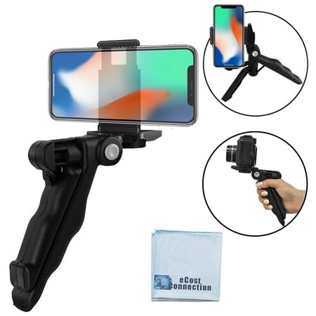 Image of Acuvar Heavy Duty Pistol Grip Stabilizer Tripod Table Stand with Universal Smartphone Tripod Mount for DSLR Cameras All iPhones Samsung Phones Most Mobile Phones Plus Microfiber Cloth