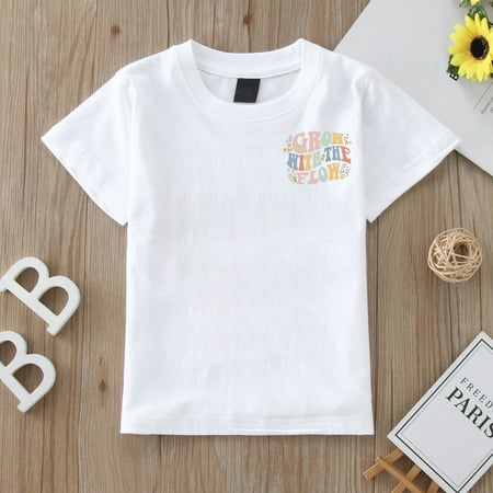 

PEASKJP Girls Shirts Skin-Friendly Girls Short Sleeve T Shirts Casual Loose Swing Ruffle Blouses Kids Soft Chiffon Tops Tee White 4-5 Years