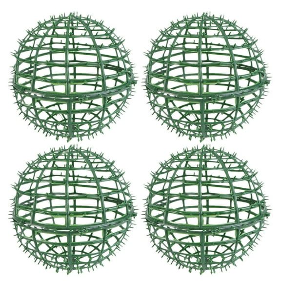 FUEENIRVA  4pcs Green Plastic Round Flower Arrangement Cage for Home Decoration Gardening Art