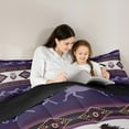 thumbnail image 5 of jejeloiu Retro Boho Aztec Bedding Comforter Set,Rustic Farmhouse Tribal Twin Comforter Sets,Purple Horse Silhouette Bedding Set For Teens,Microfiber Bedroom Decor Reversible,2 Pieces, 5 of 8