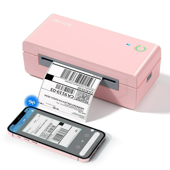 Impresora térmica de etiquetas de envío Bluetooth Gloryang 4x6 rosa