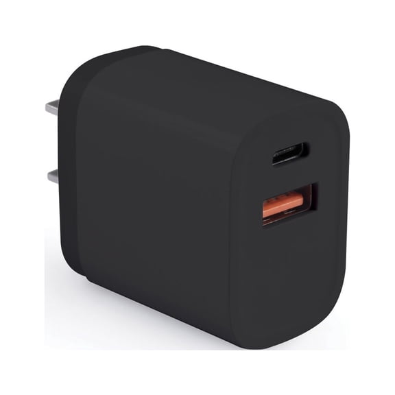 Rapid PD Power Delivery 18 Watt Wall Charger With USB-A And USB-C- Black